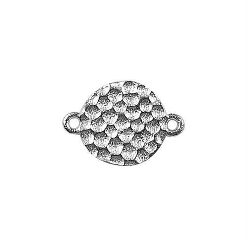 Elegant Silver Overlay Over Copper Connector With 2 Hole India 10MM round hammered jewelry finding pack of 8.