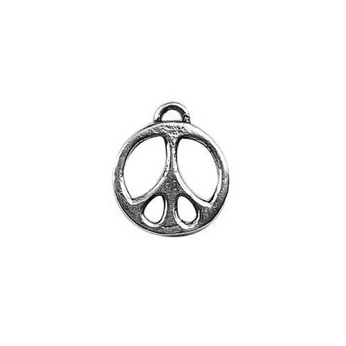 Elegant Silver Overlay Over Copper Little Peace Charm India 10.5MM round peace symbol jewelry finding pack of 4.