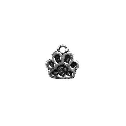 Elegant Silver Overlay Over Copper Paw Charm India 10MM x 9MM handcrafted mini jewelry finding pack of 4.