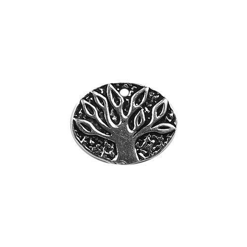 Elegant Silver Overlay Over Copper Tree Charm India 16MM x 20MM oval handcrafted jewelry finding sold as 1 piece.