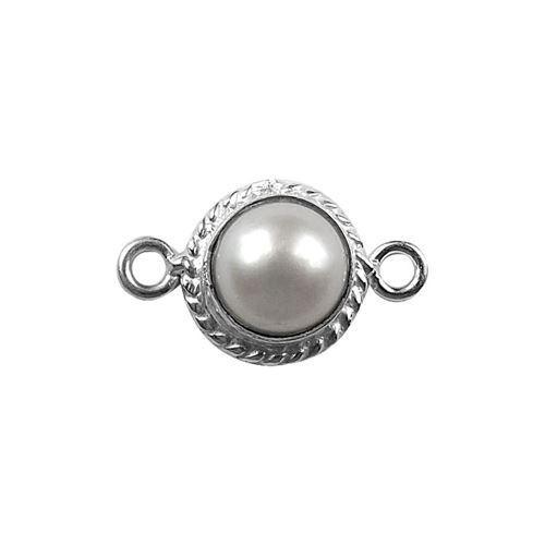 Elegant Silver Overlay Over Copper Stone Locks Clasp India with Mabe Pearl 19MM x 11MM handcrafted jewelry finding sold as 1 piece.
