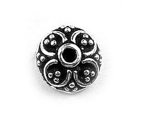 Silver Overlay Over Copper 7MM decorative round bead cap 2MM hole jewelry making supply 14 pcs pack India