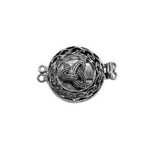 Silver Overlay Over Copper India round Multi Strand Clasp With 2 Hole with oxidized Celtic detailing.