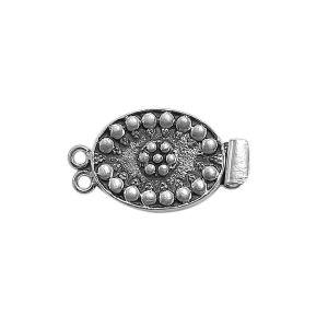 Silver Overlay Over Copper India oval Multi Strand Clasp With 2 Hole with raised bead pattern and oxidized finish.