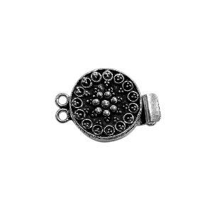 Silver Overlay Over Copper India round Multi Strand Clasp With 2 Hole with beaded oxidized finish.