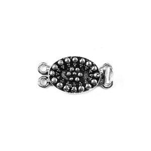 Silver Overlay Over Copper Multi Strand Clasp With 2 Hole handcrafted in India with antique oxidized finish and floral raised design for jewelry making.