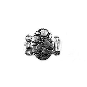 Silver Overlay Over Copper Oval Multi Strand Clasp With 3 Hole handcrafted in India with pebble embossed design and antique finish for jewelry making.