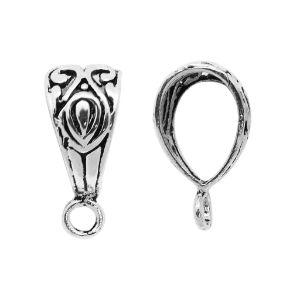 Silver Overlay Over Copper decorative Pendant Bail handcrafted in India with heart motif and antique finish for jewelry making.