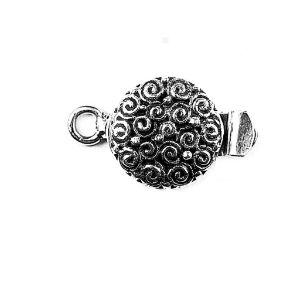 Silver Overlay Over Copper round swirl clasp handcrafted in India with vintage oxidized detailing.