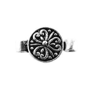 Handcrafted Silver Overlay Over Copper floral magnetic clasp from India with oxidized silver finish for vintage jewelry designs.