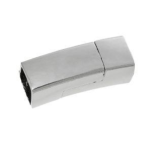 Handcrafted Silver Overlay Over Copper curved magnetic clasp from India with polished finish for handmade jewelry.
