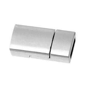 Handcrafted Silver Overlay Over Copper rectangular magnetic clasp from India with polished silver finish for handmade jewelry.