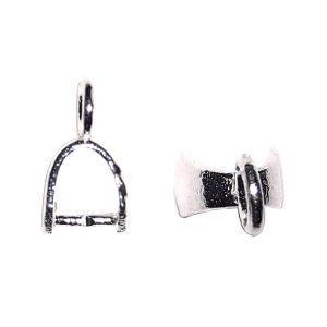 Handcrafted Silver Overlay Over Copper pendant bail connector from India with polished finish for handmade jewelry.