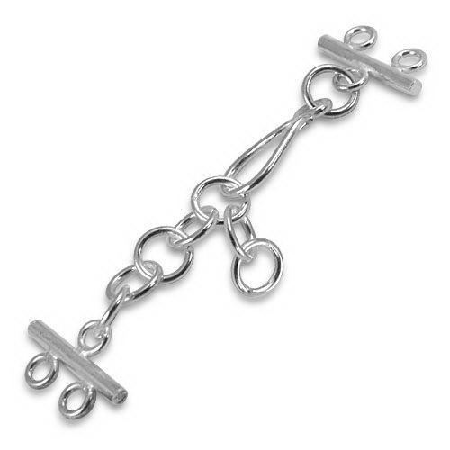 Elegant sterling silver 2-hole multi-strand clasp handcrafted in India for fine jewelry making.