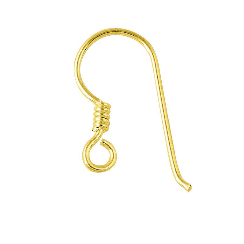 Elegant 18K Gold Overlay India Coil Hook Earwire For Earrings With Polished Finish Handcrafted In India