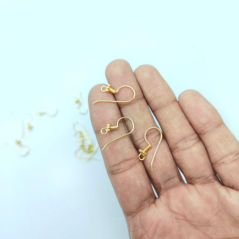 Elegant 18K Gold Overlay India Granulated Coil Earwire For Earrings With Polished Finish Handcrafted In India