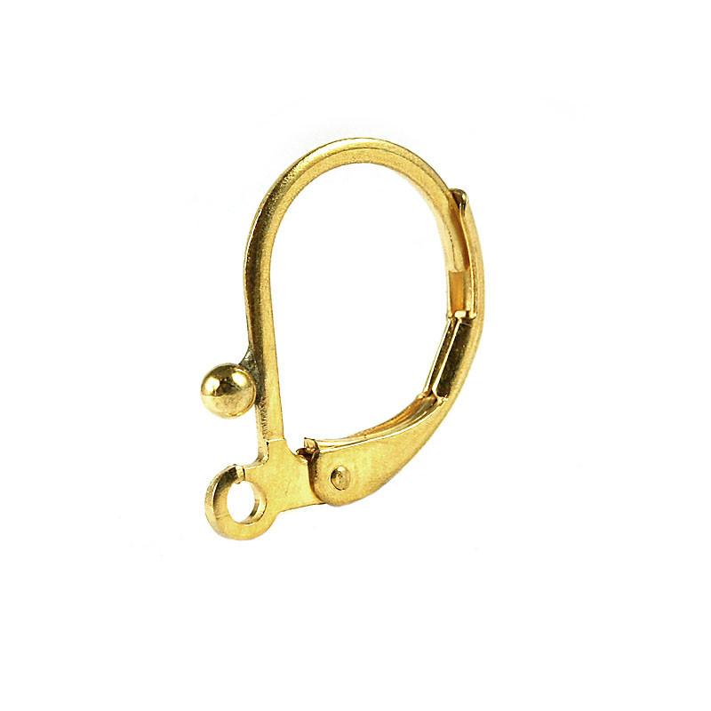 Elegant 18K Gold Overlay India Leverback Earwire With Bead Accent For Designer Earrings Handcrafted In India