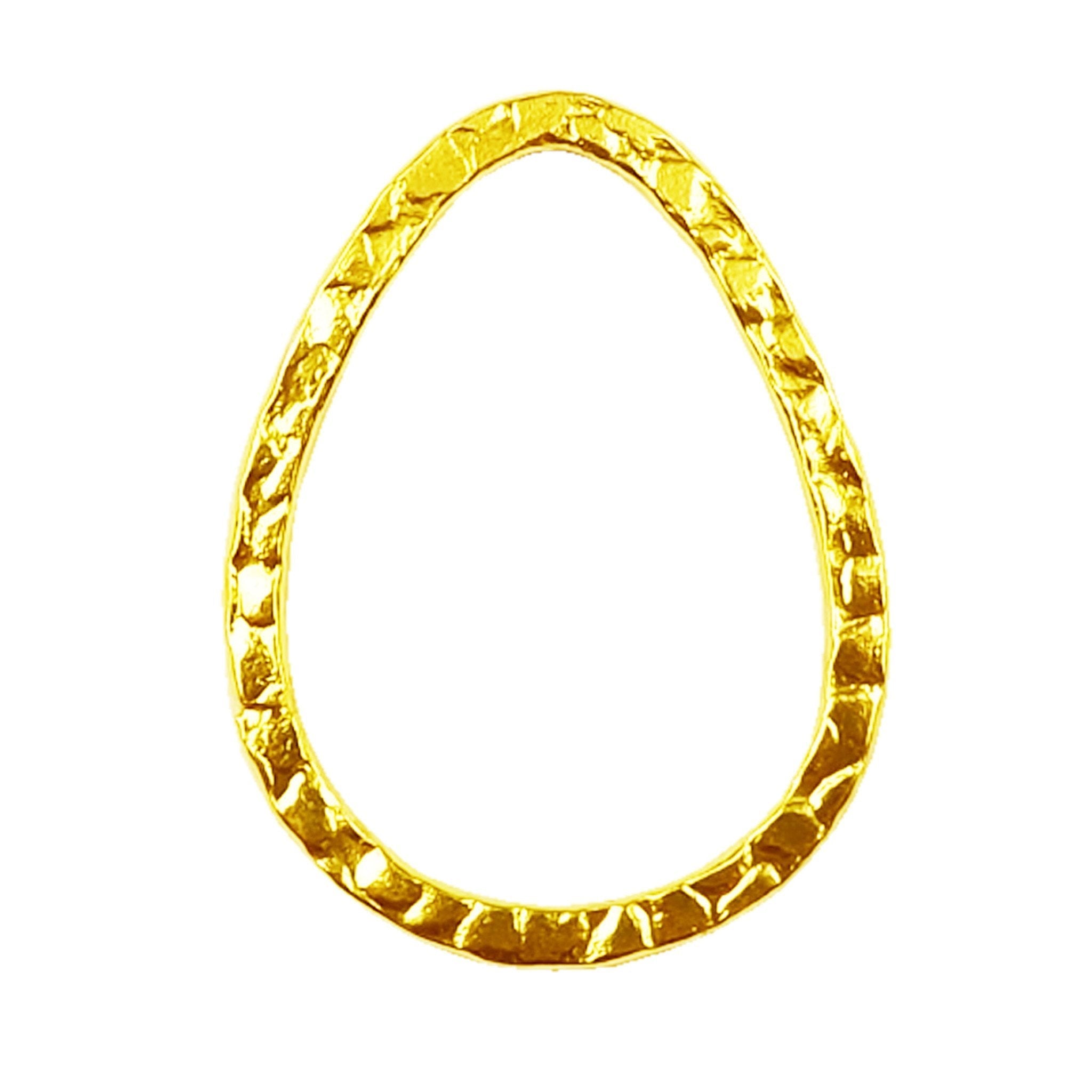 Handcrafted 18K Gold Overlay Hammered Teardrop Jewelry Connector From India