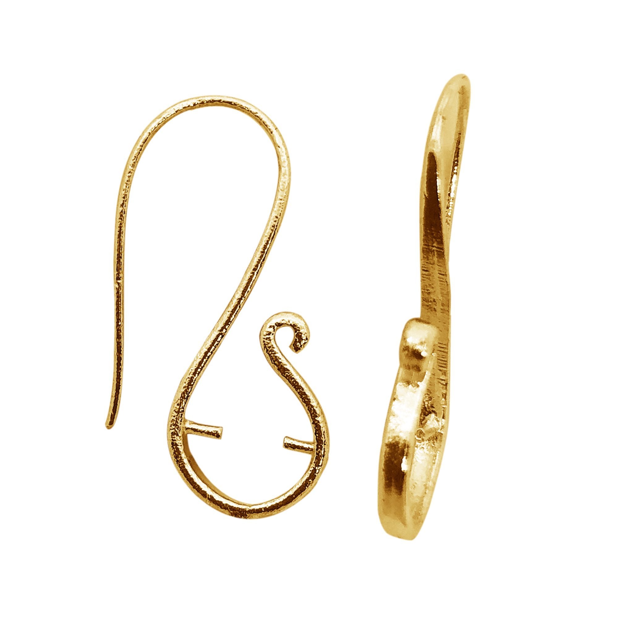 Handcrafted 18K Gold Overlay S-Hook Earring Wire From India