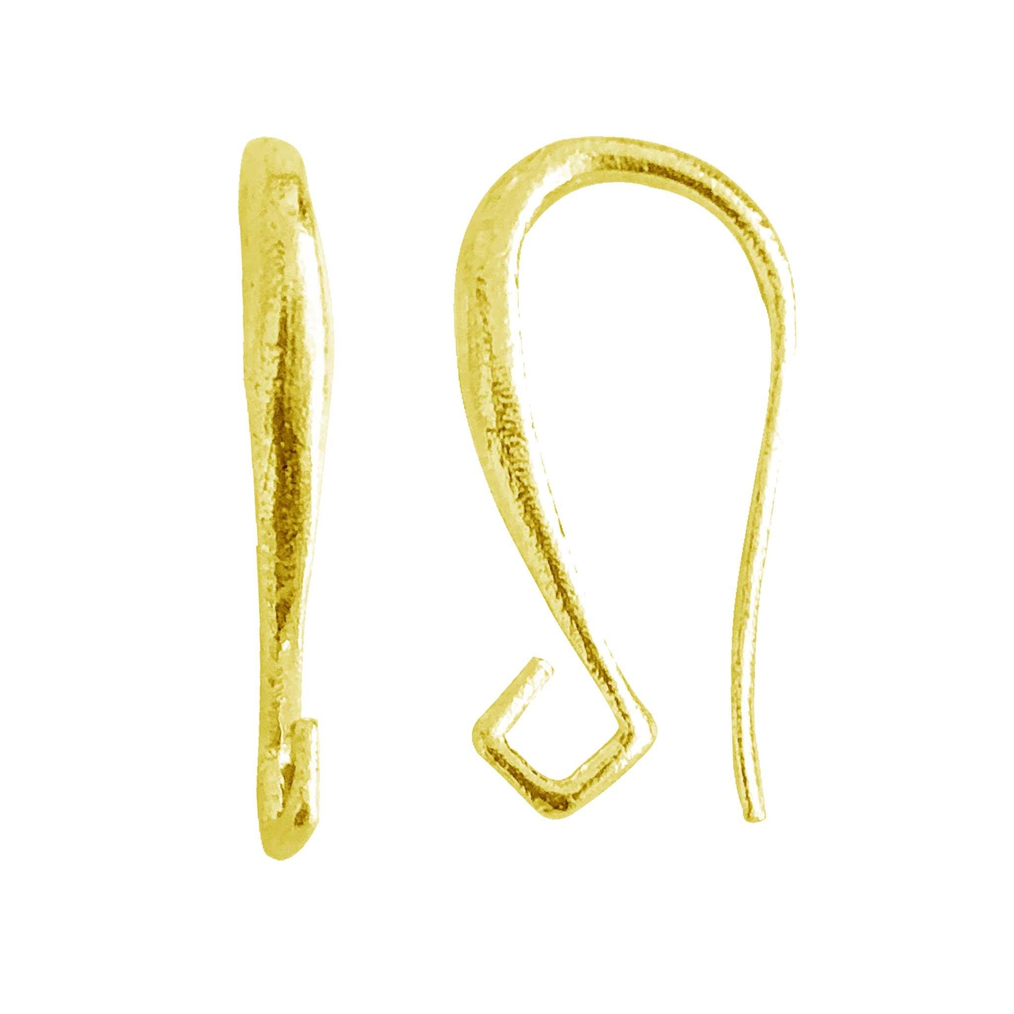 Handcrafted 18K Gold Overlay Curved Hook Earring Wire From India