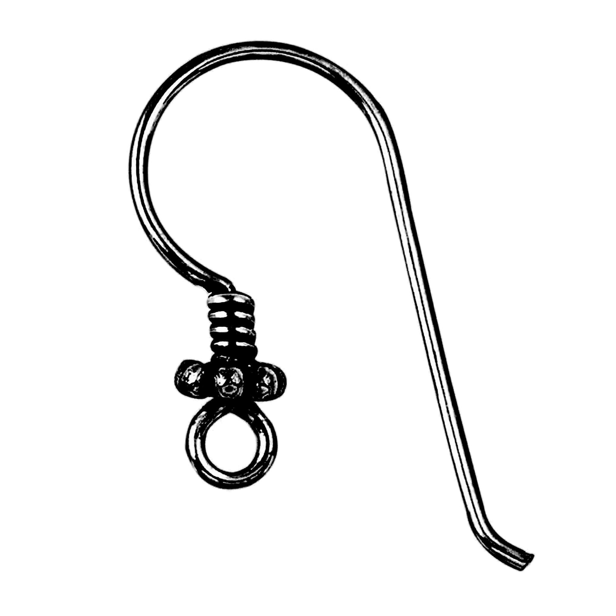 Handcrafted Black Rhodium Overlay Granulated Coil Earwire Jewelry Finding From India