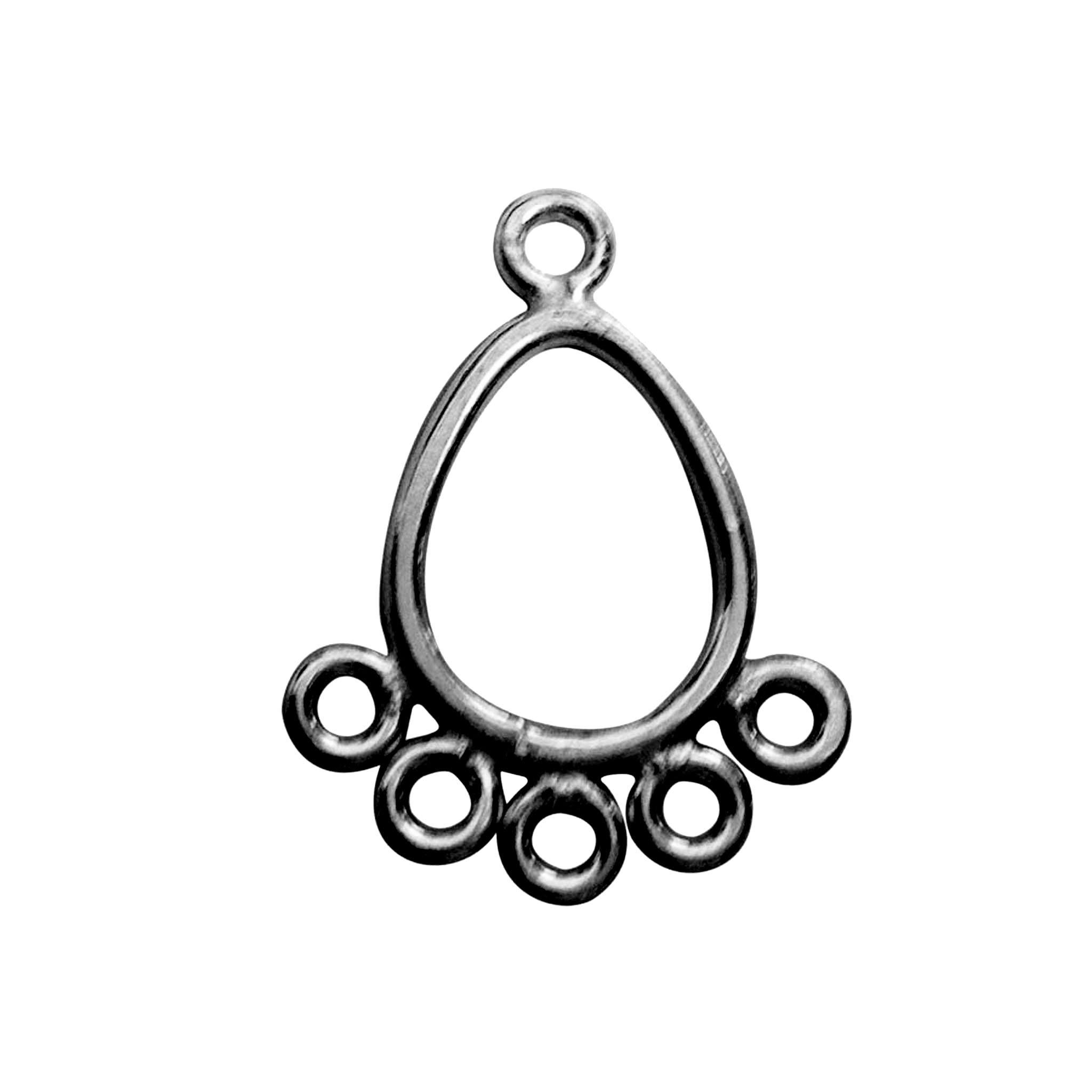 Handcrafted black rhodium Overlay Over copper teardrop chandelier earring finding with multiple loops for DIY jewelry projects, artisan quality from India.
