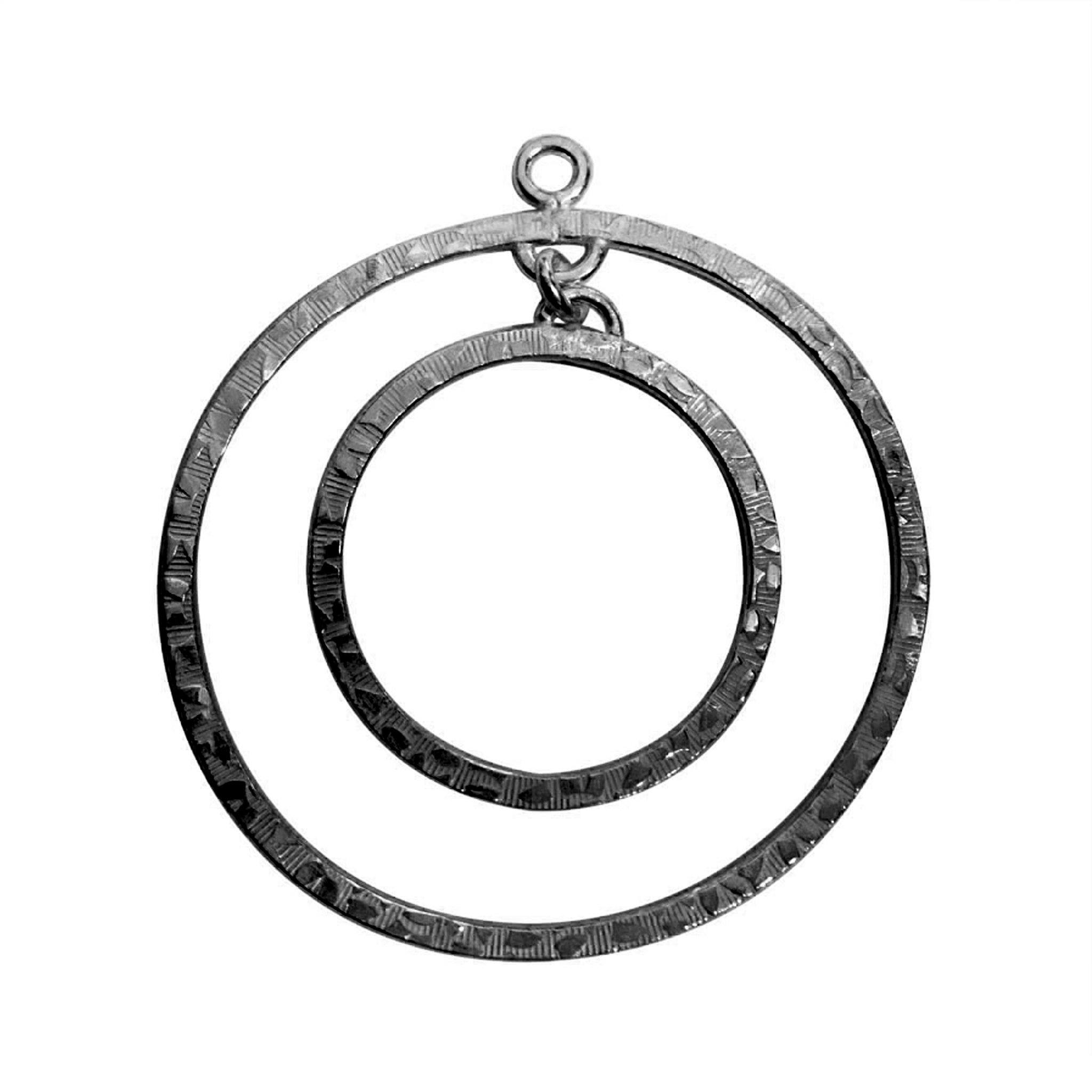 Handcrafted Black Rhodium Overlay Over Copper textured double hoop chandelier focal finding for DIY statement earring projects.