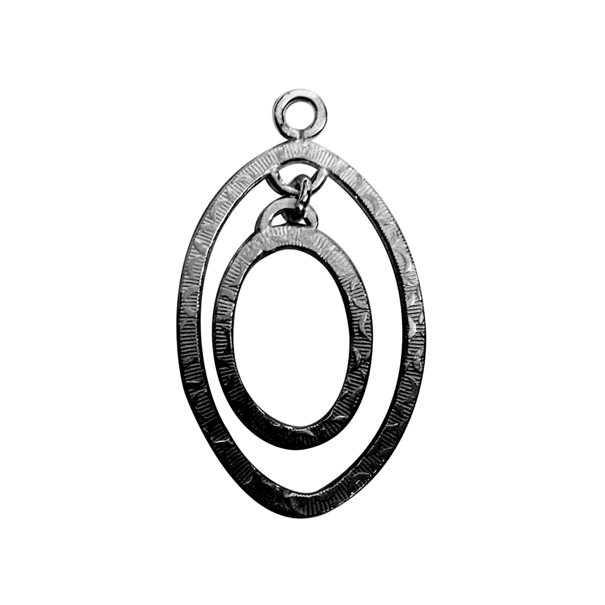 Handcrafted Black Rhodium Overlay Double Oval Connector Pendant Jewelry Component From India