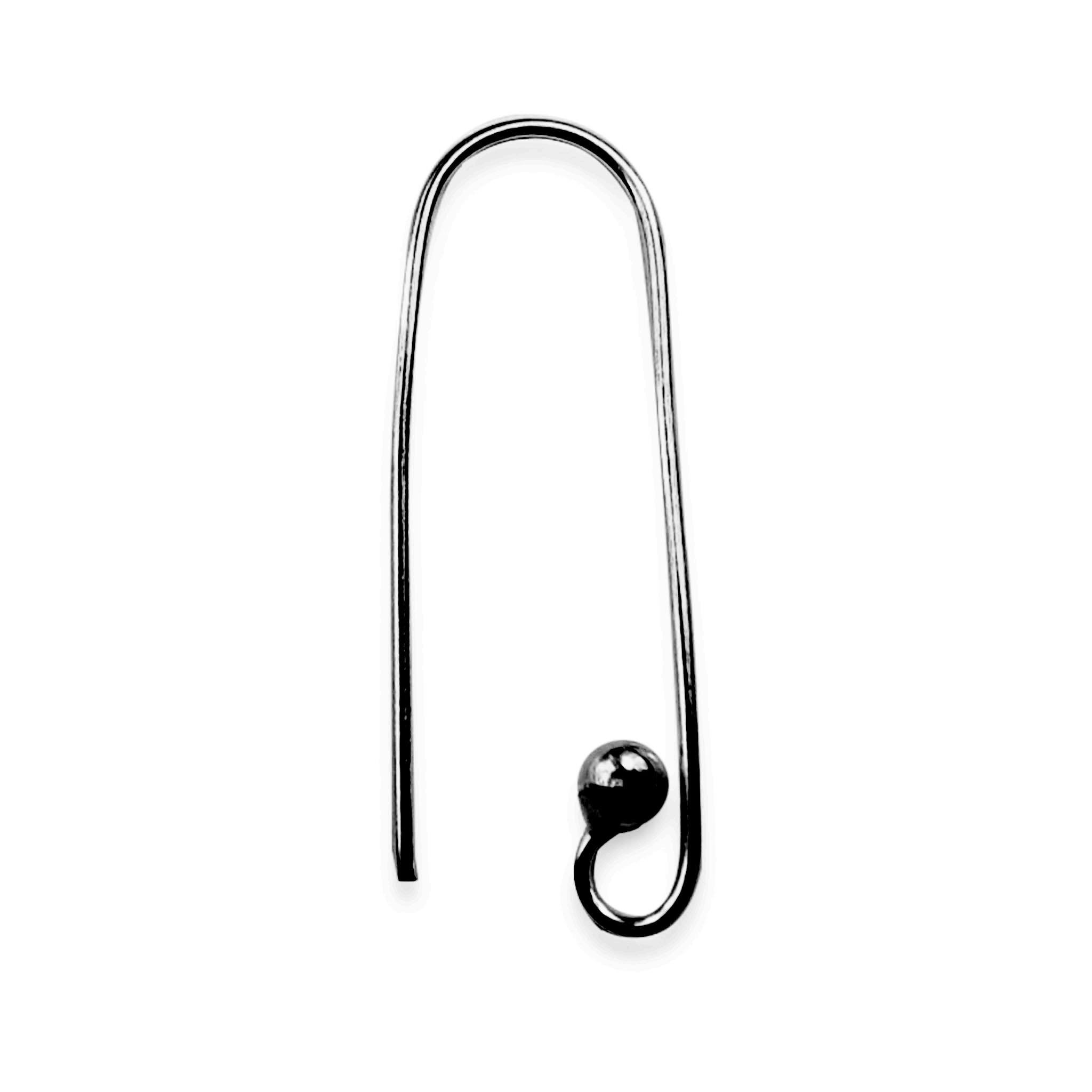 Handcrafted Black Rhodium Overlay Long Loop Earwire Jewelry Component From India