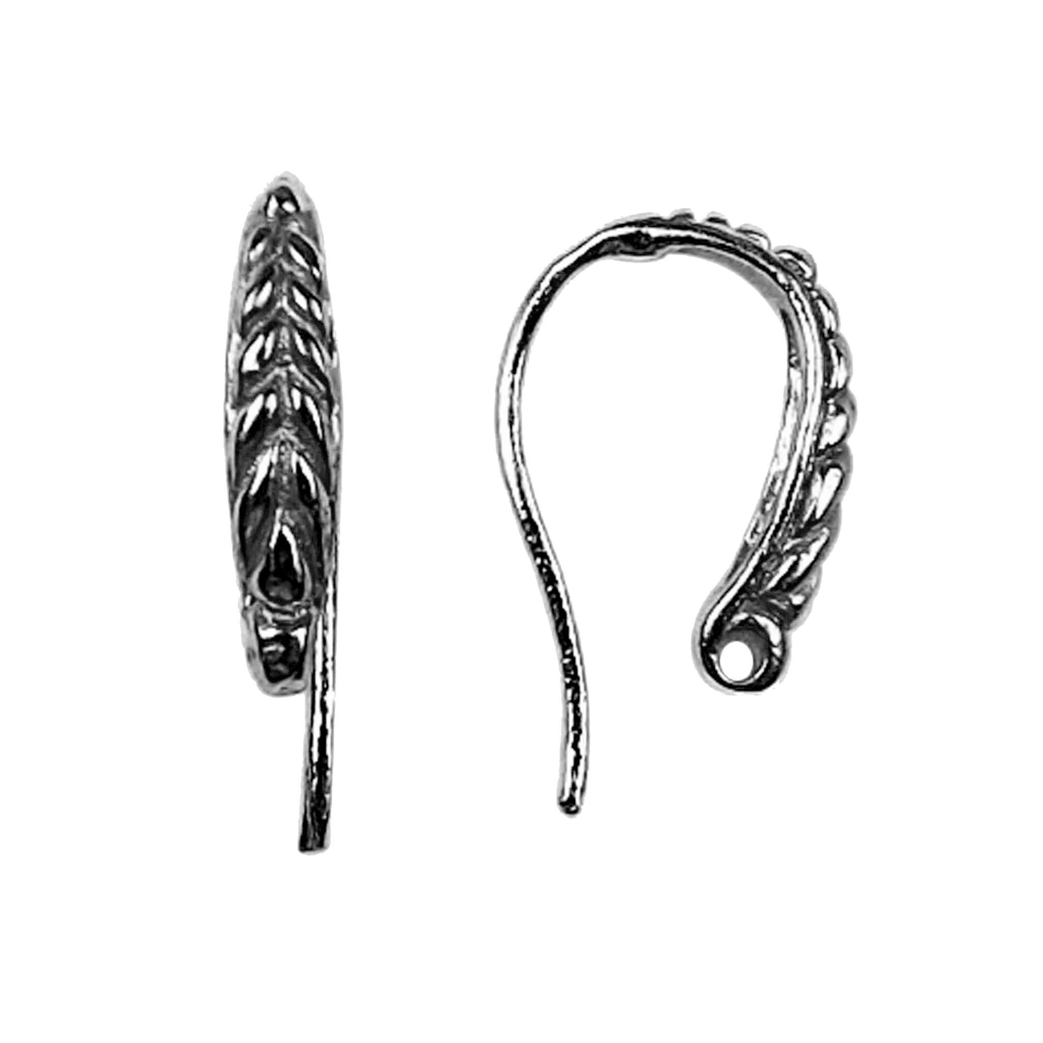 Handcrafted Black Rhodium Overlay Leaf Design Earwire Jewelry Finding From India