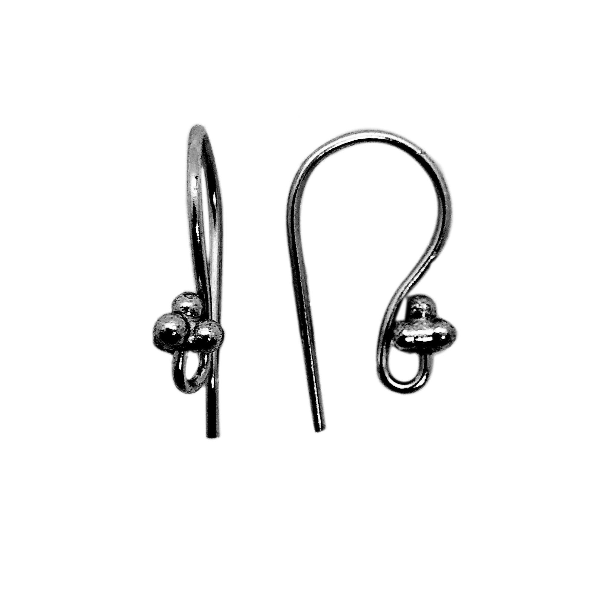 Handcrafted Black Rhodium Overlay Beaded Loop Earwire Jewelry Finding From India