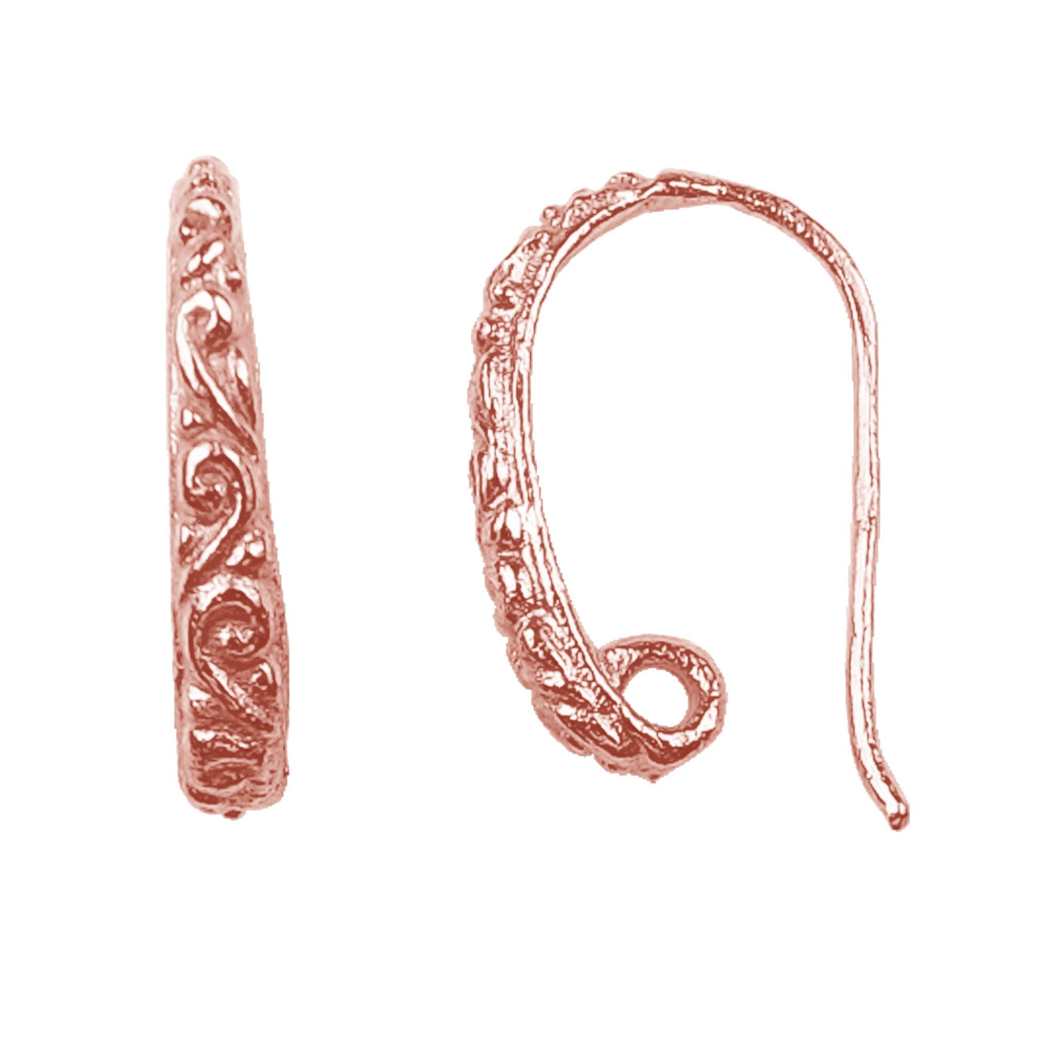 Handcrafted Rose Gold Overlay Filigree Earwire From India For Designer Jewelry