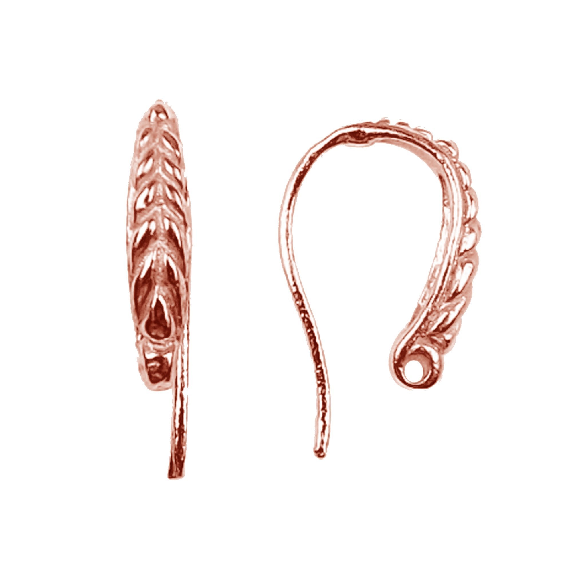 Handcrafted Rose Gold Overlay Braided Pattern Earwire From India For Designer Jewelry