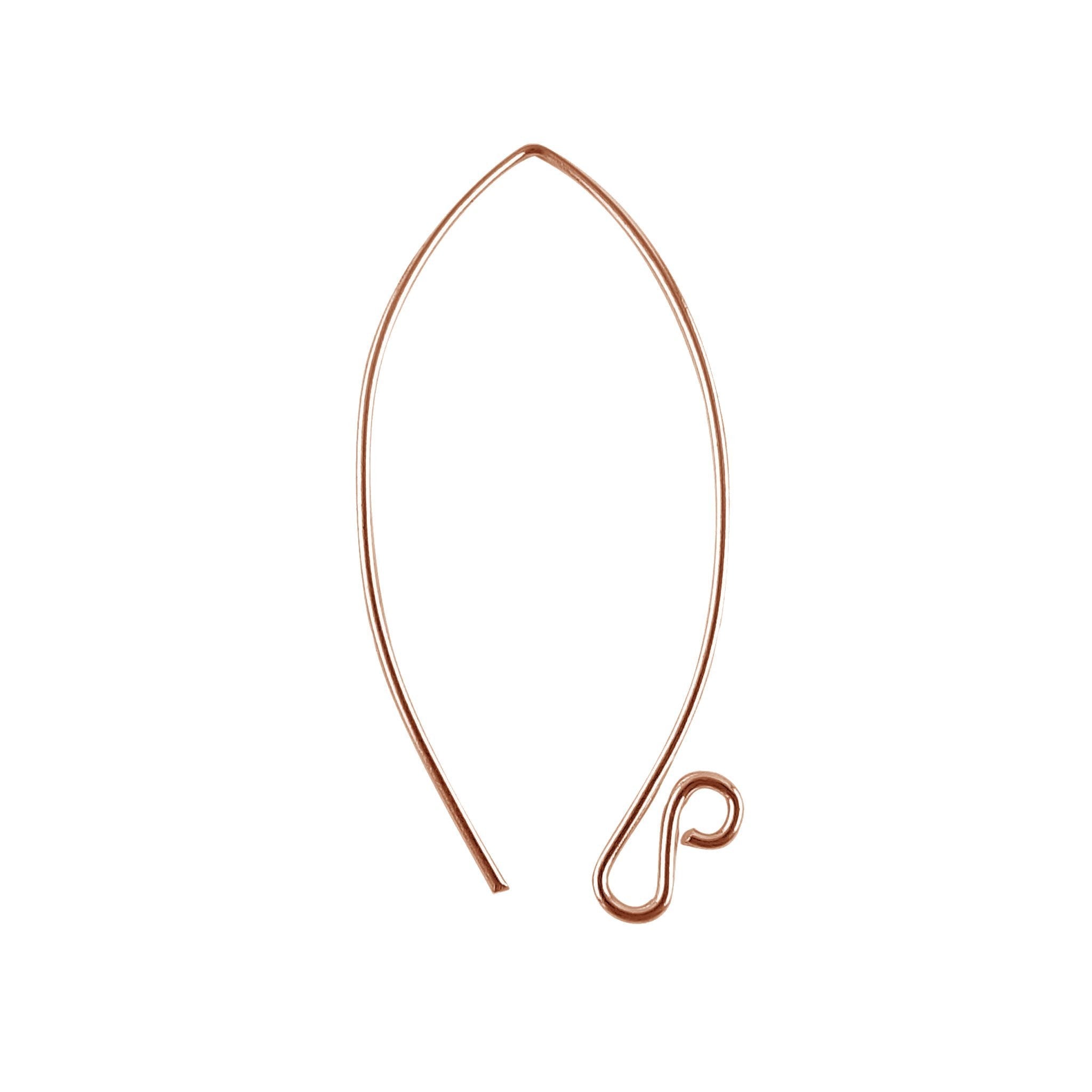 Handcrafted Rose Gold Overlay Marquise Loop Earwire From India For Designer Jewelry