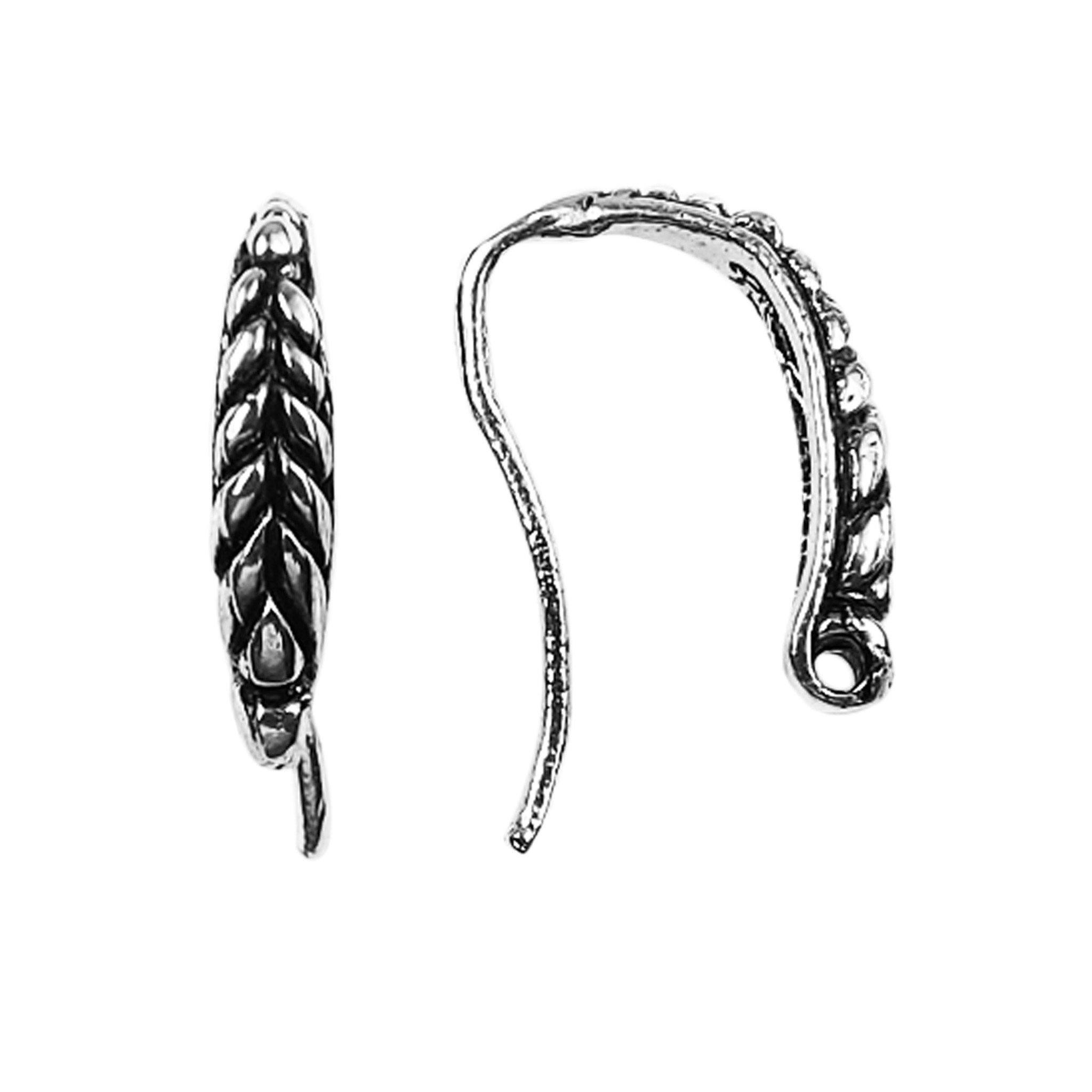 Handcrafted Silver Overlay Leaf Earwire from India with polished silver overlay finish