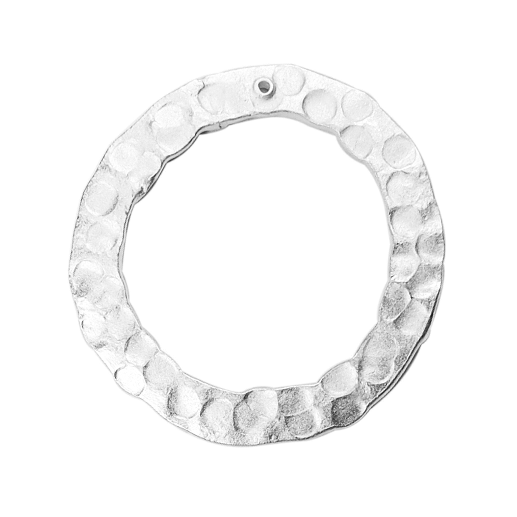 Handcrafted Silver Overlay Hammered Round Connector from India with polished textured finish