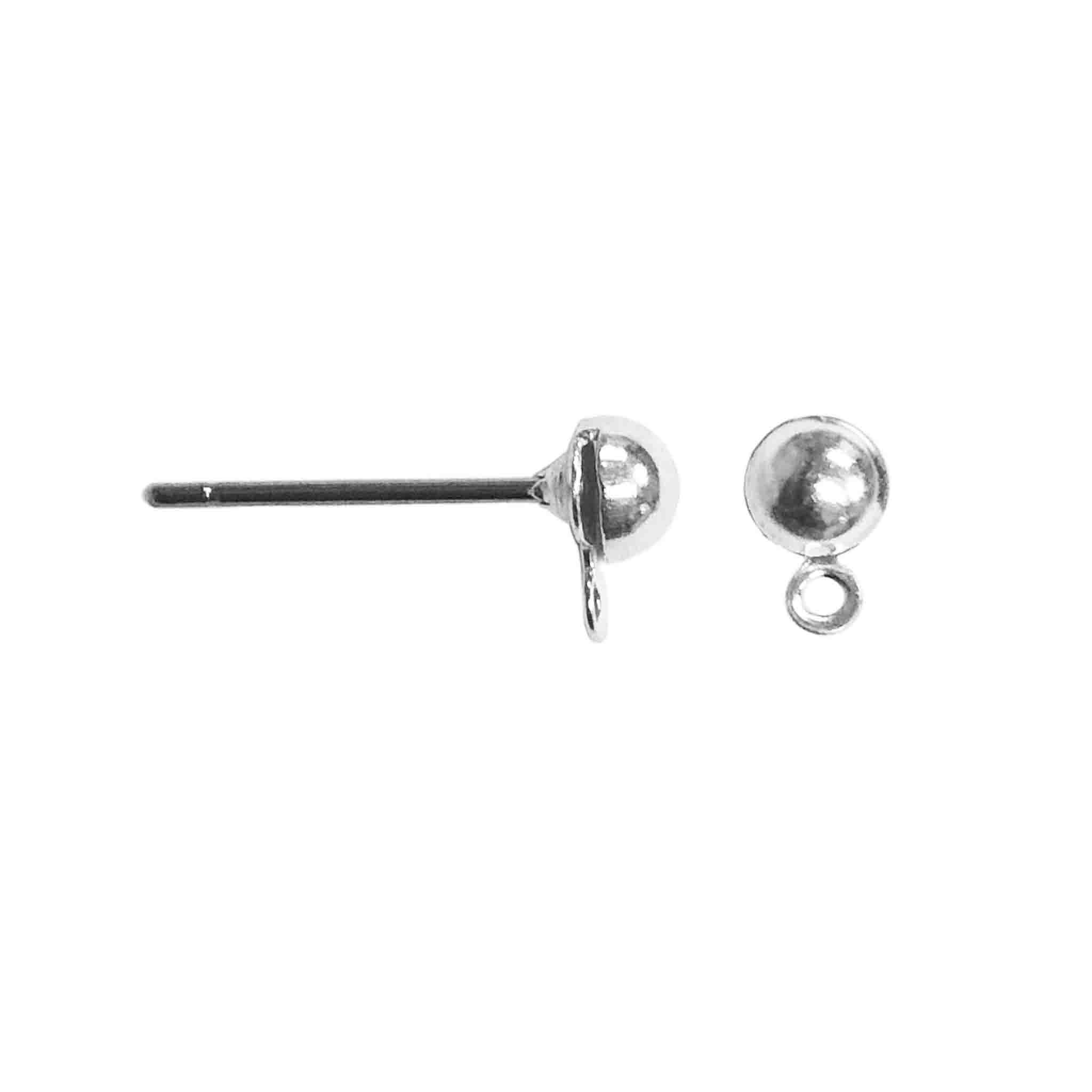 Handcrafted Silver Overlay Ball Stud Earwire from India with polished silver overlay finish