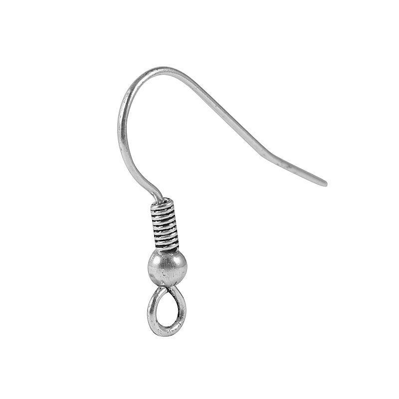 Handcrafted Sterling Silver Coil Bead Hook Earwire From India For Earrings