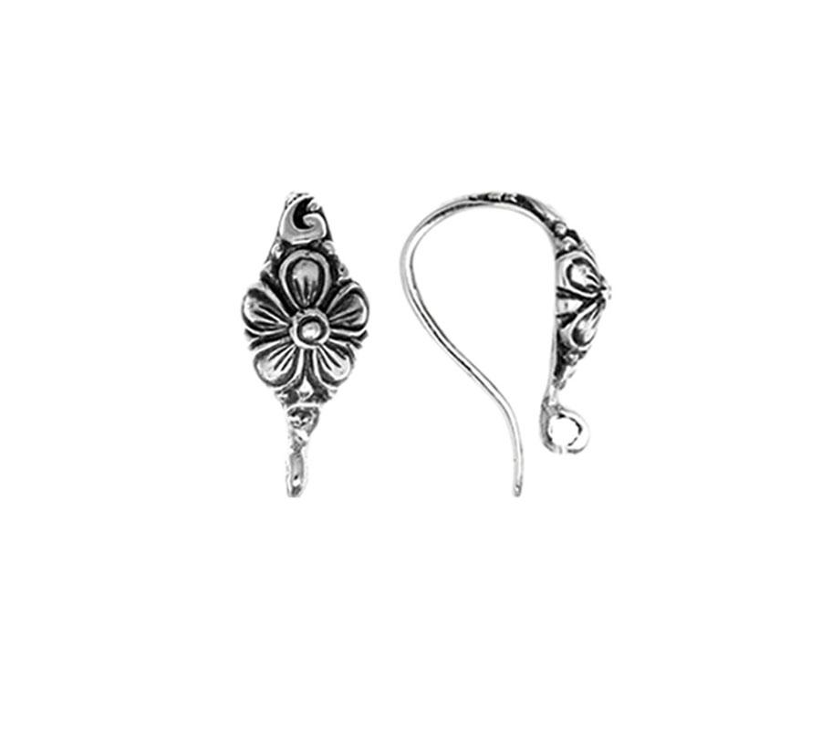 Handcrafted Sterling Silver Floral Bali Earwire From India For Earrings