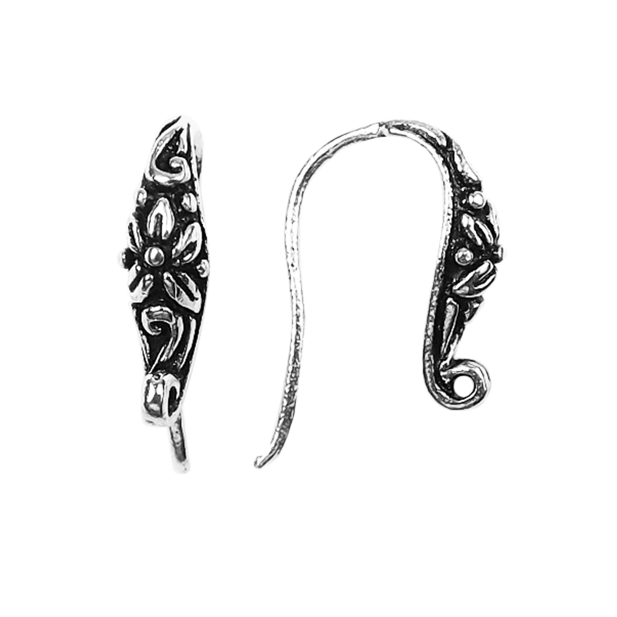 Handcrafted Sterling Silver Floral Bali Earwire From India For Earrings