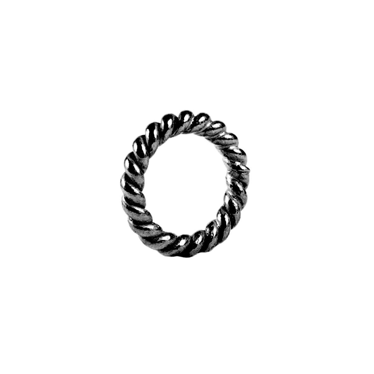Twisted rope Closed Jump Ring in Black Rhodium Overlay Over Copper handcrafted in India