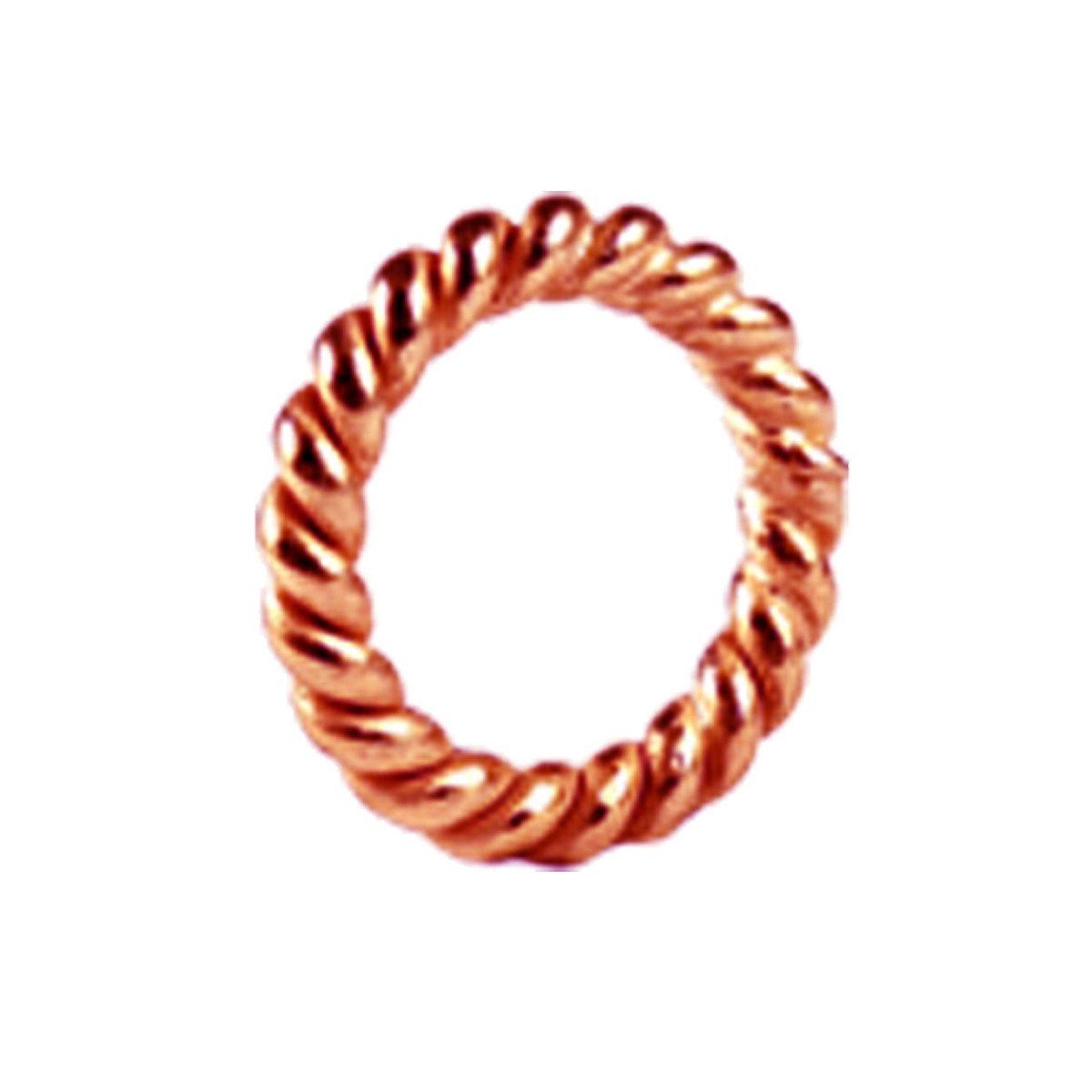 Bold twisted rope Closed Jump Ring in Rose Gold Overlay Over Copper handcrafted in India