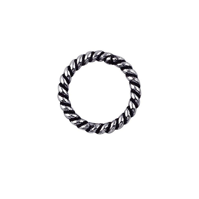 Elegant silver overlay twisted rope ring with oxidized finish, handcrafted in India, minimalist artisan jewelry.