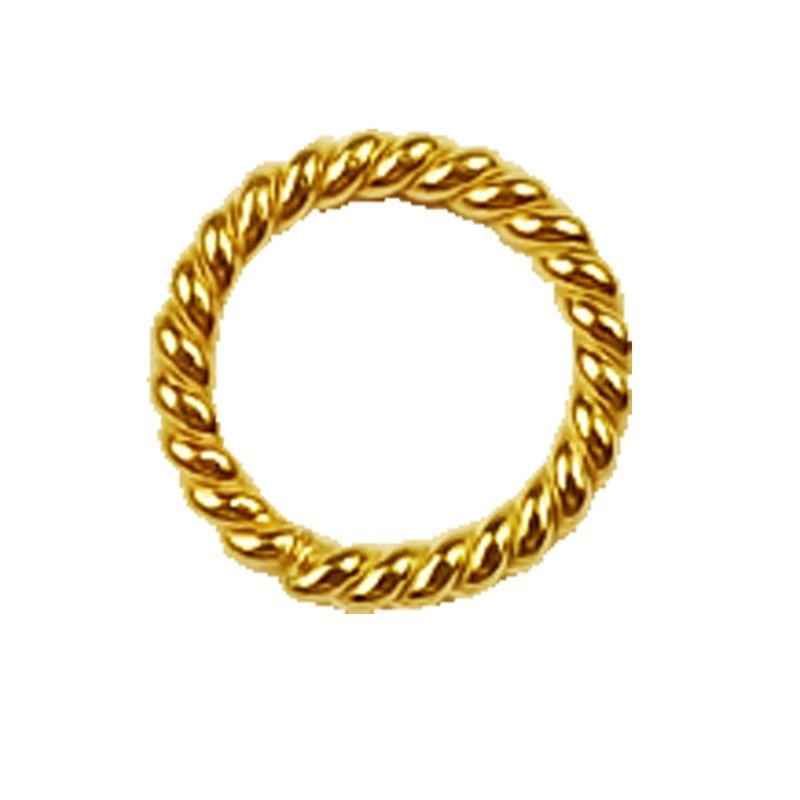 Elegant twisted jump ring in 18K gold overlay over copper, polished finish, handcrafted in India.