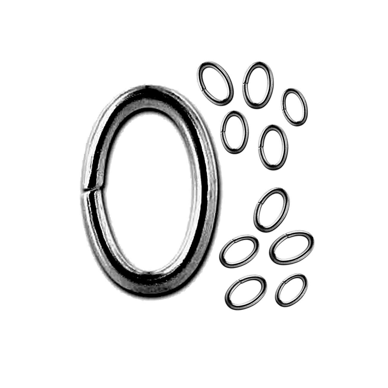 Elegant oval open jump rings in black rhodium overlay over copper, polished black finish, handcrafted in India.