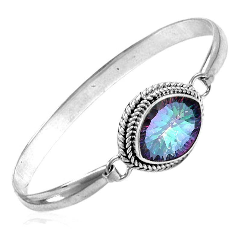 NKB-1102-MT Sterling Silver Bangle With Mystic Quartz Jewelry Bali Designs Inc