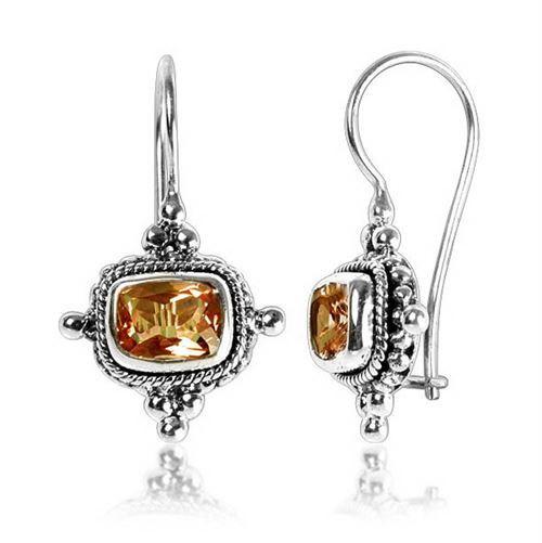 NKE-1154-CT Sterling Silver Earring With Citrine Q. Jewelry Bali Designs Inc