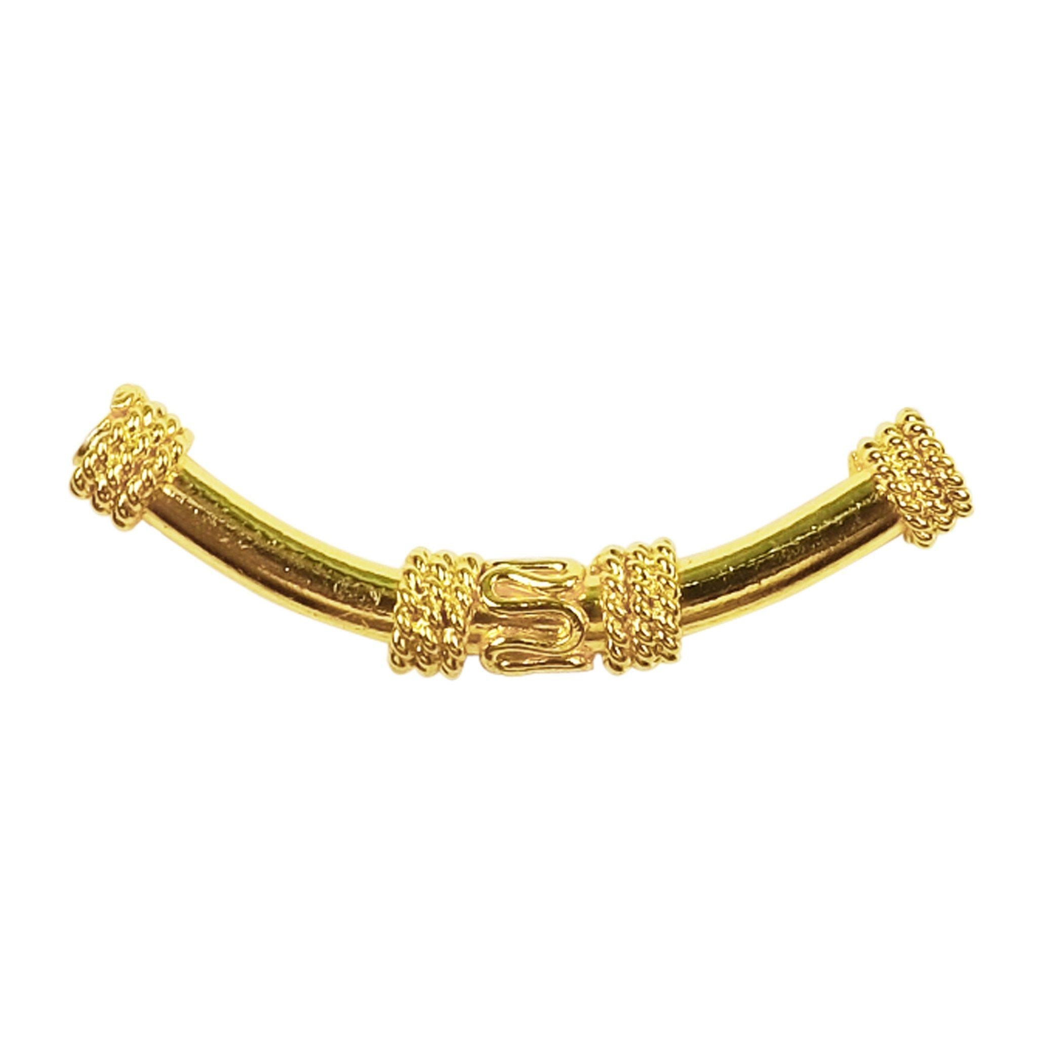 Handcrafted 18K Gold Overlay Tube Over Copper curved jewelry piece from India with polished finish