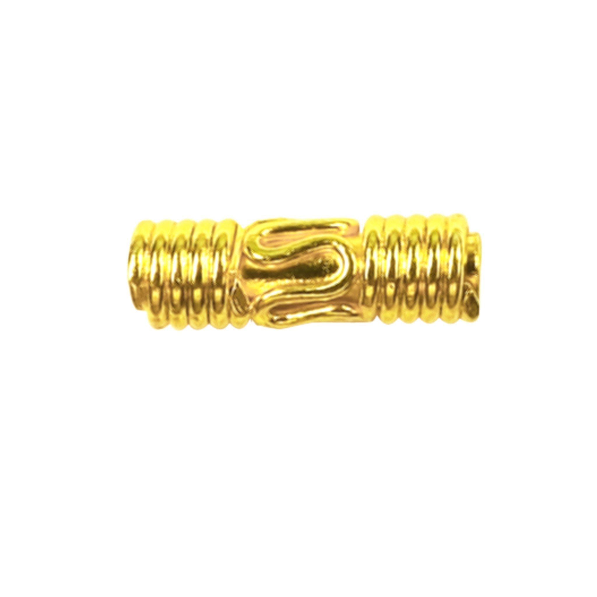 Handcrafted 18K Gold Overlay Tube Over Copper straight jewelry bead from India with polished finish