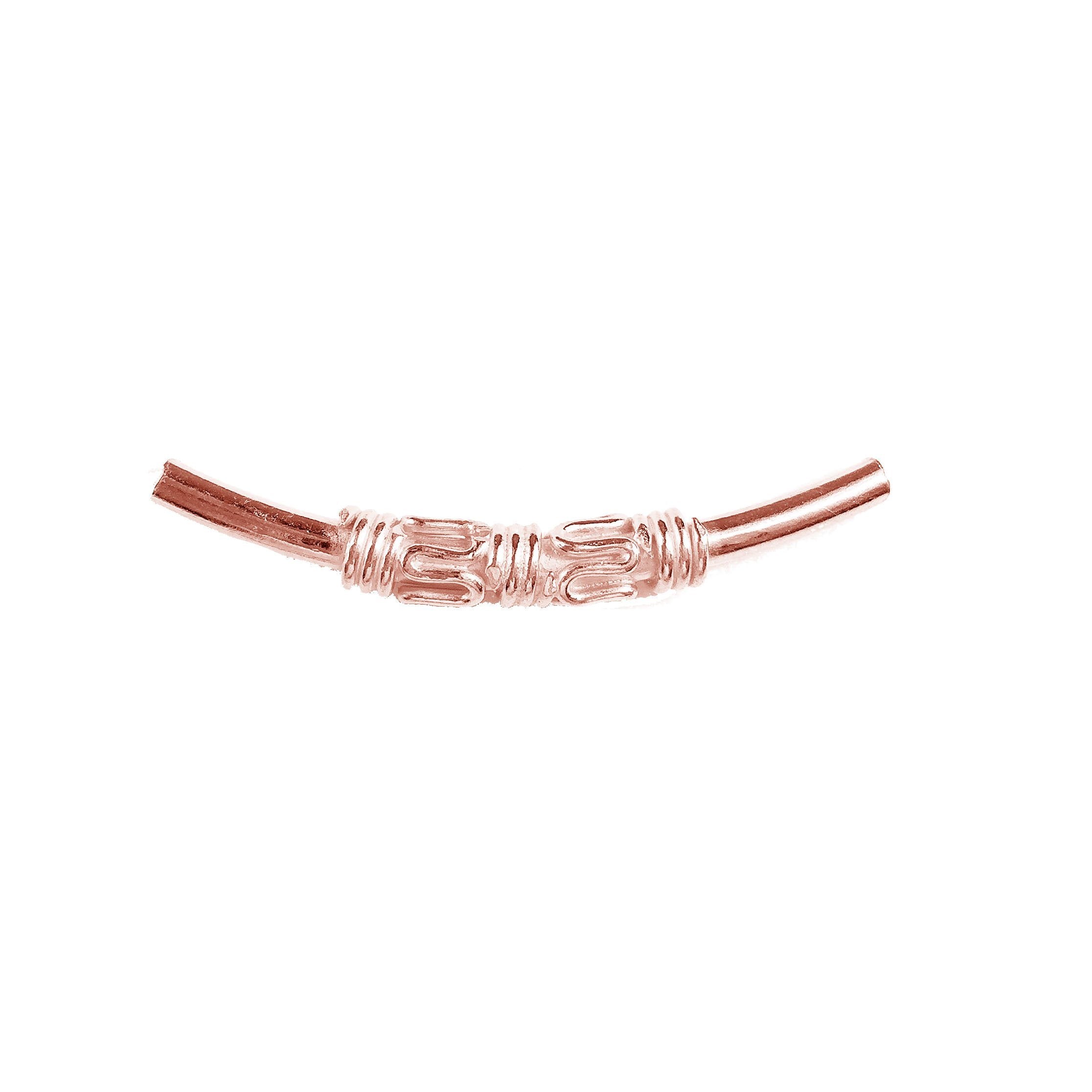 Handcrafted Rose Gold Overlay Over Copper tube beads from India with Bali-inspired textured design for jewelry making